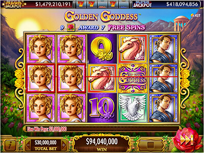 Golden Goddess Online Social Casino Online Slot Gameplay Screenshot